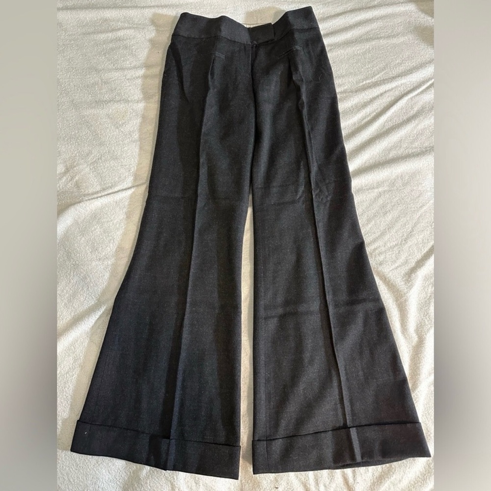 Brand New Diane Von Furstenberg Elegant gray flannel wide pant. With cuff NWT